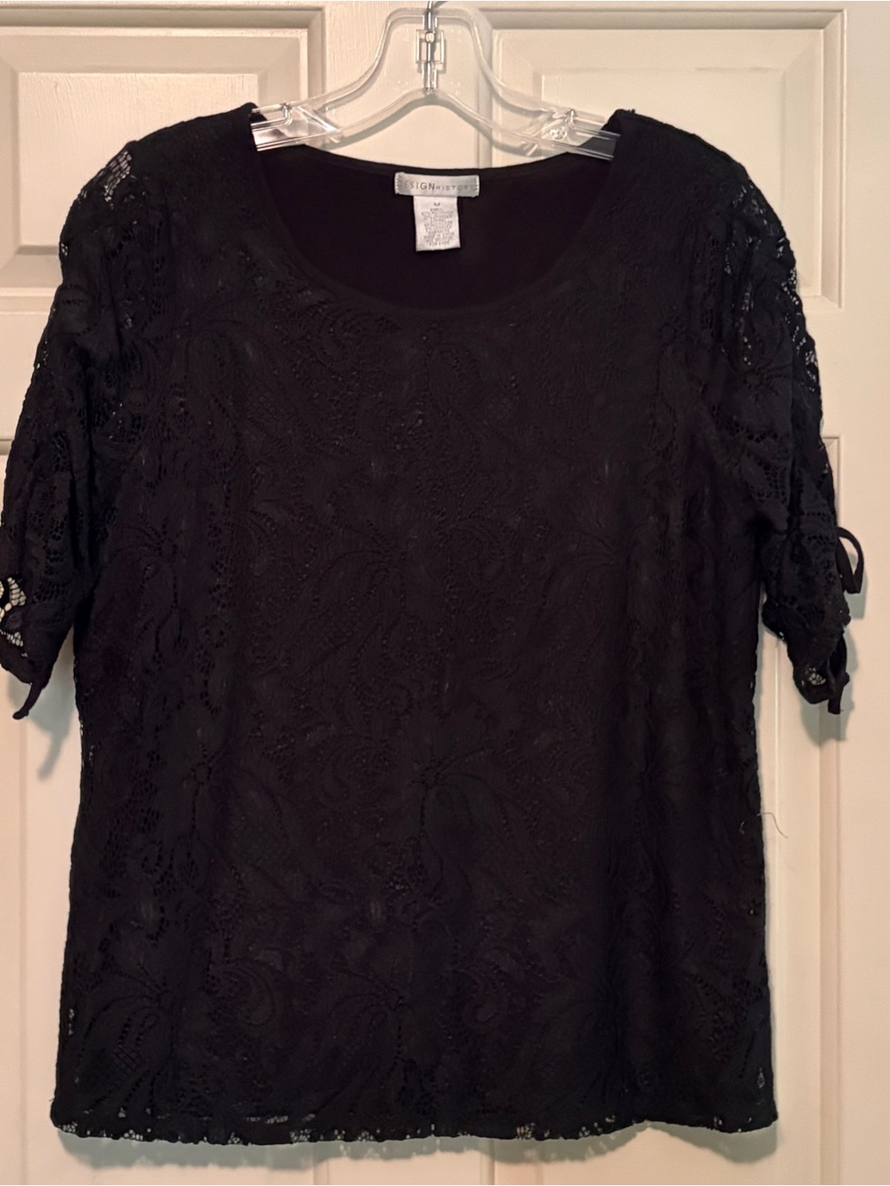 Anthropologie Design History Brand Black Lace Scoop Neck Top